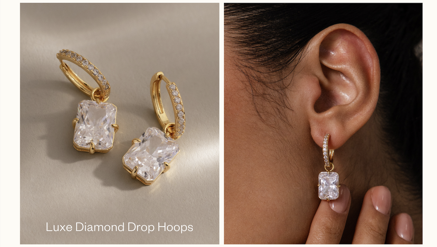 Luxe Diamond Drop Hoops