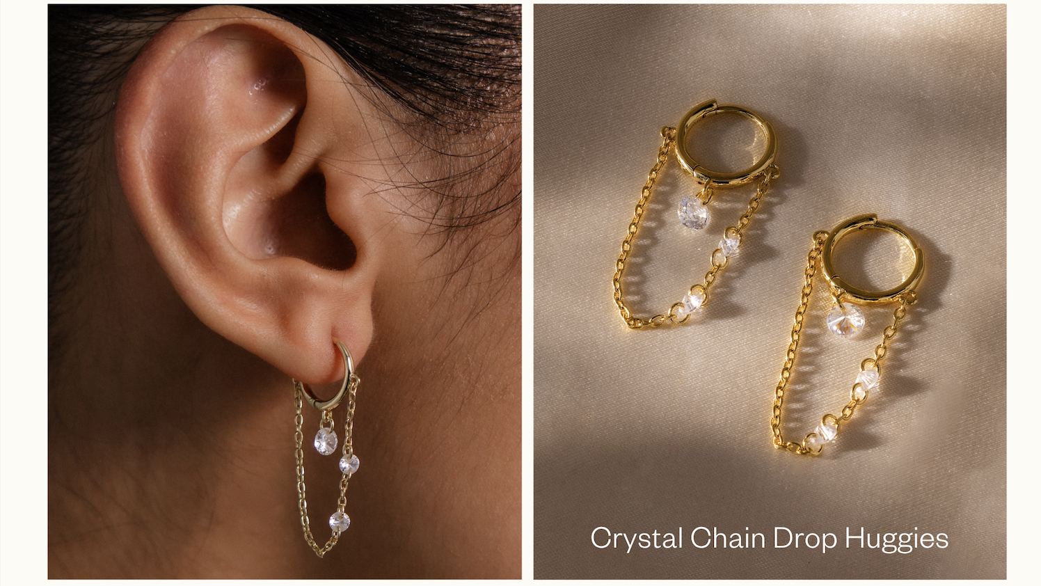 Crystal Chain Drop Huggies