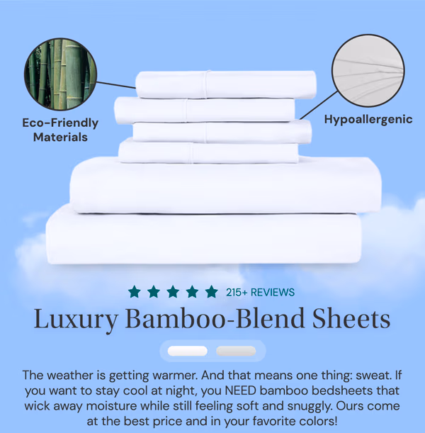 6-Piece Bamboo-Blend Comfort Luxury Sheet Set in a Variety of Sizes and Colors