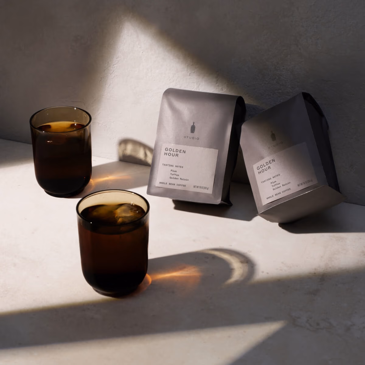 Image of coffee bags and glasses.