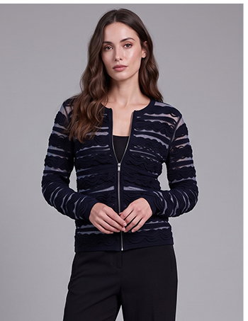 Long sleeve textured cardigan in black