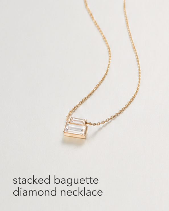stacked baguette diamond necklace