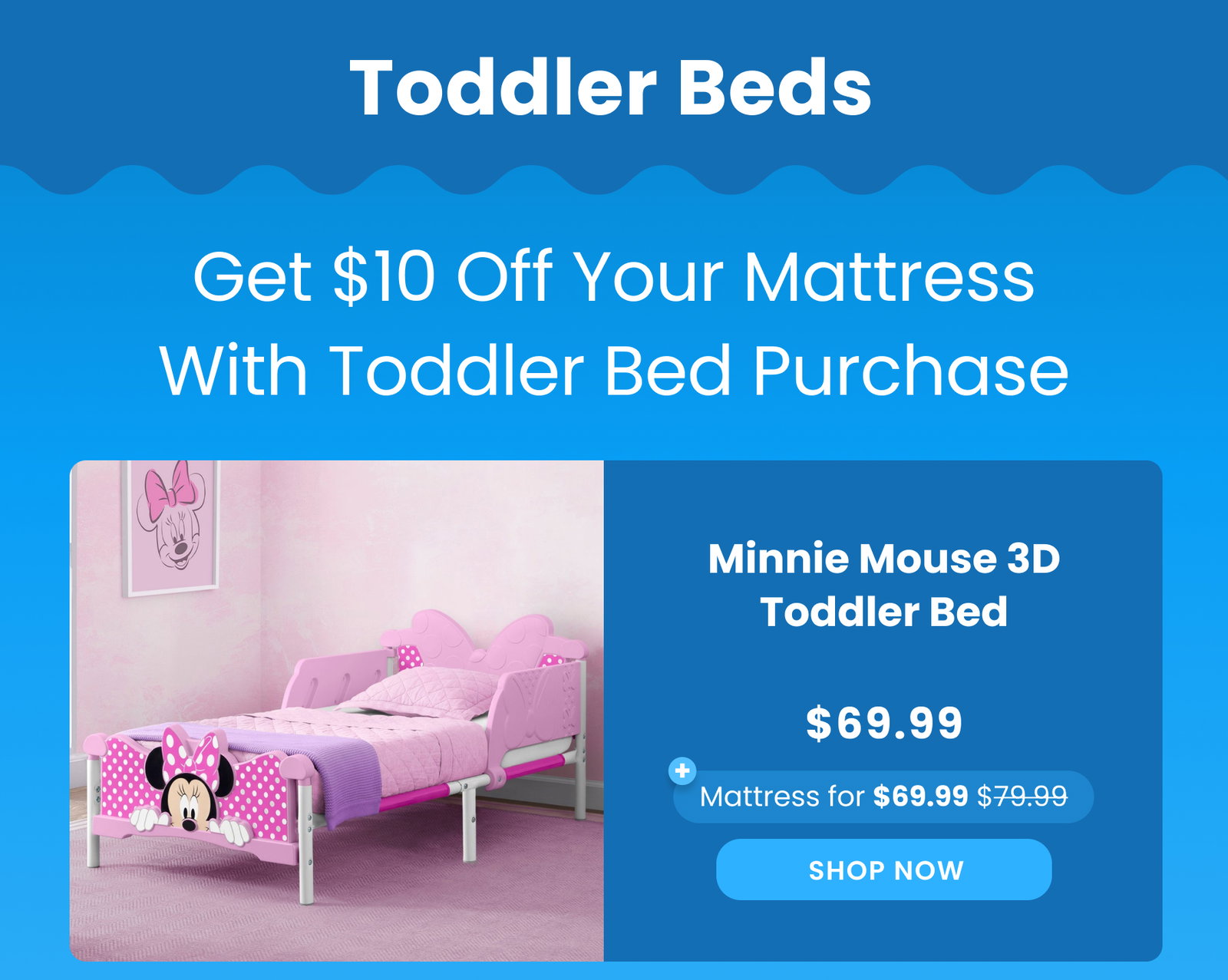 Shop Minnie Mouse 3D Toddler Bed