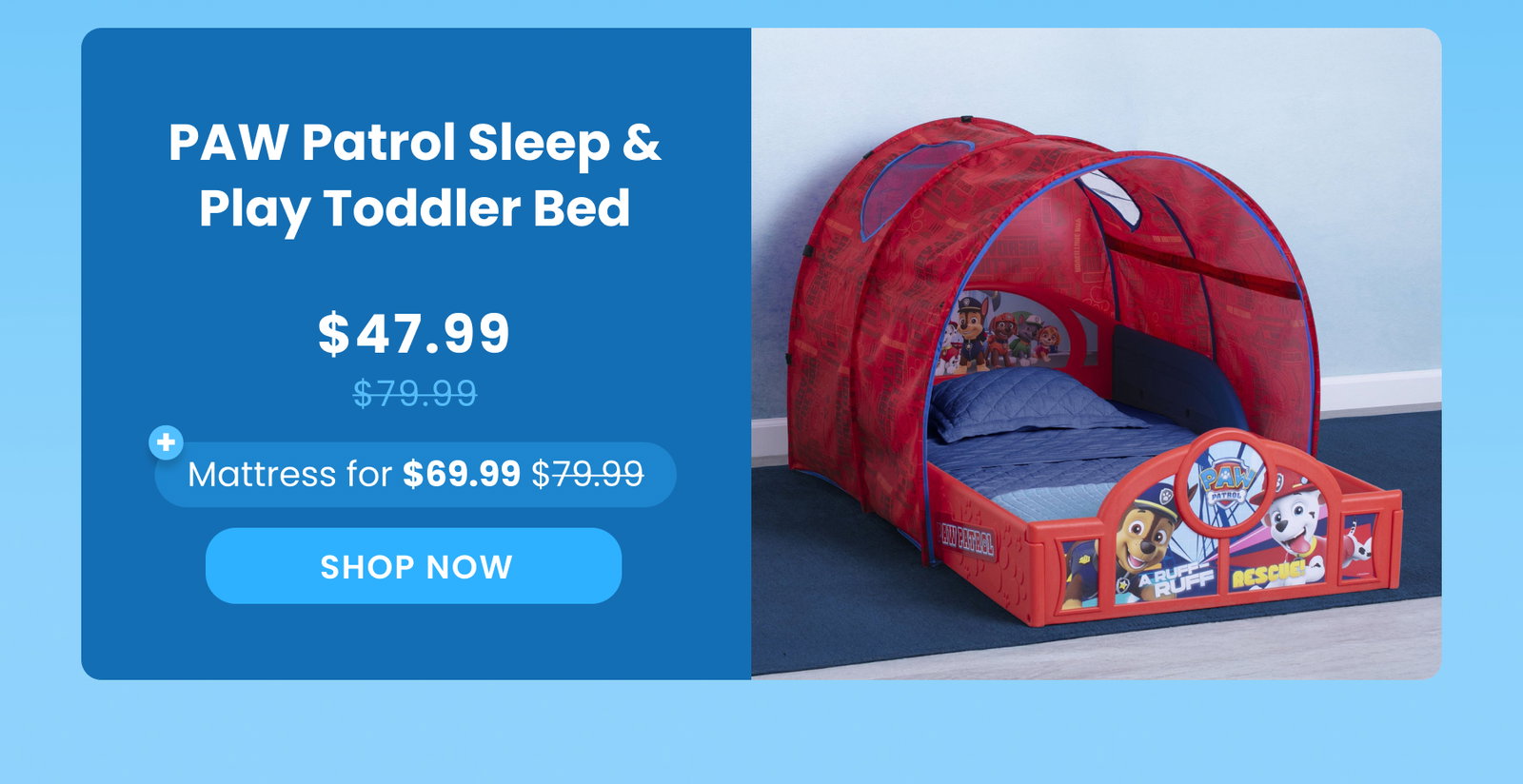 Shop Paw Patrol Sleep & Play Toddler Bed