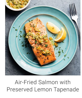 Air-Fried Salmon with Preserved Lemon Tapenade