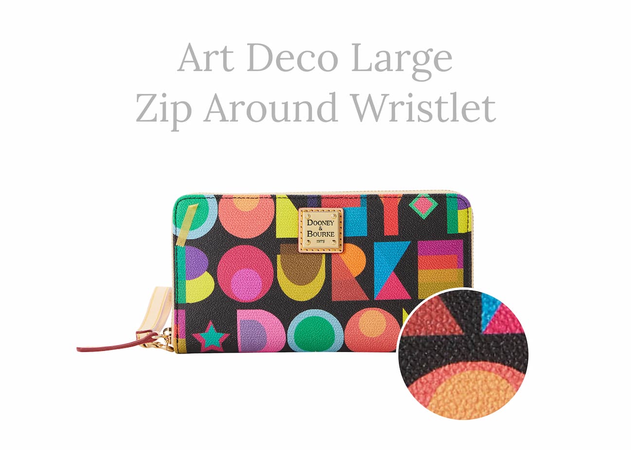 Art Deco Large Zip Around Wristlet