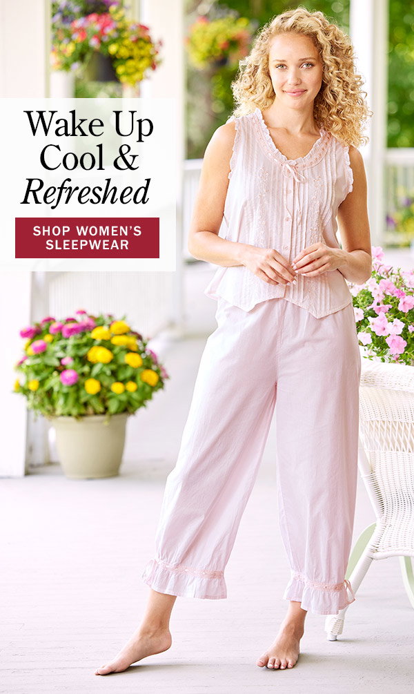 Wake Up Cool & Refreshed. Shop Women's Sleepwear. Women's Victorian Cotton Bloomer Pajama Set