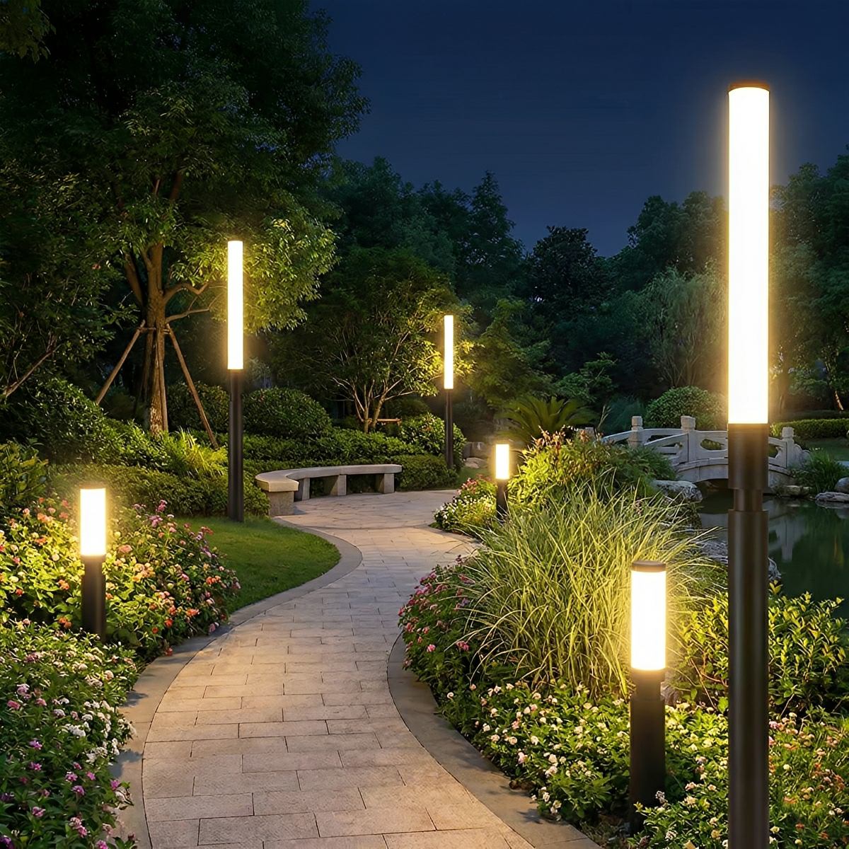 Image of Waterproof Modern Cylinder Long Barrel Column Post Lights Pillar Lights