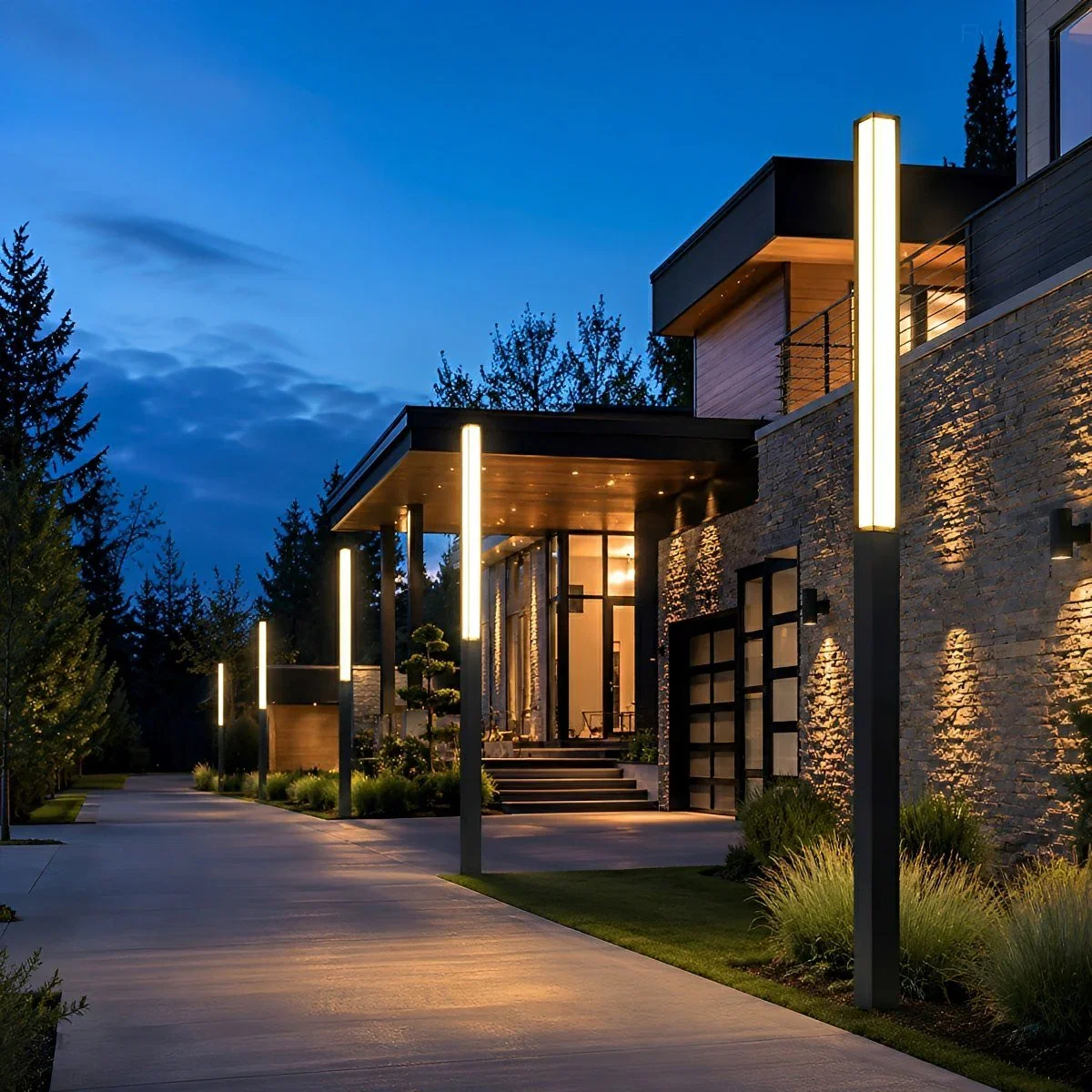 Image of Outdoor Waterproof High Pole Post Lights Pathway Lights