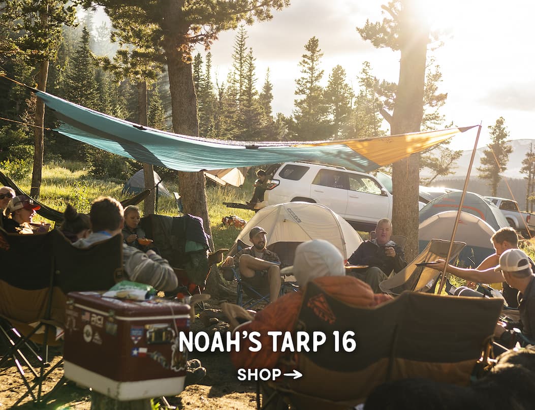 Noah's Tarp - This simple shelter stores in a convenient roll-top carry bag to go with you on every kind of adventure, and comes in sizes to throw shade for groups of 1–20. 