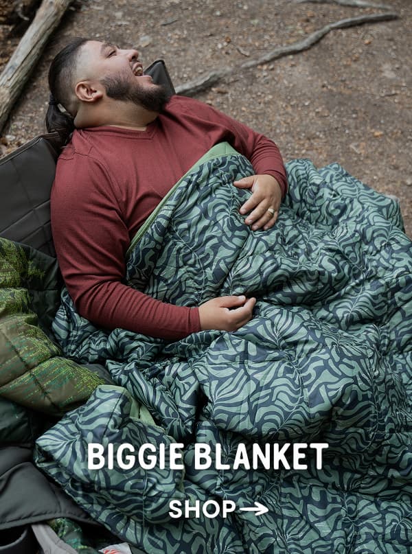 Biggie Blanket CloudLoft insulation for lightweight warmth, soft-brushed fabric for superior double-size snuggles and a stuff sack to tuck it away for a rainy day.