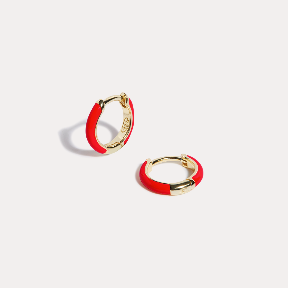 red hoop earrings