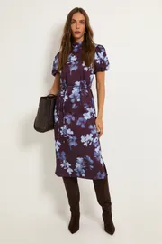 Floral Satin Midi Dress