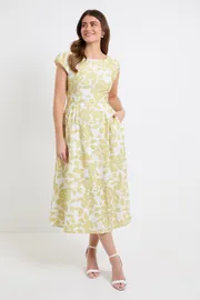 Floral Ottoman Fit & Flare Midi Dress
