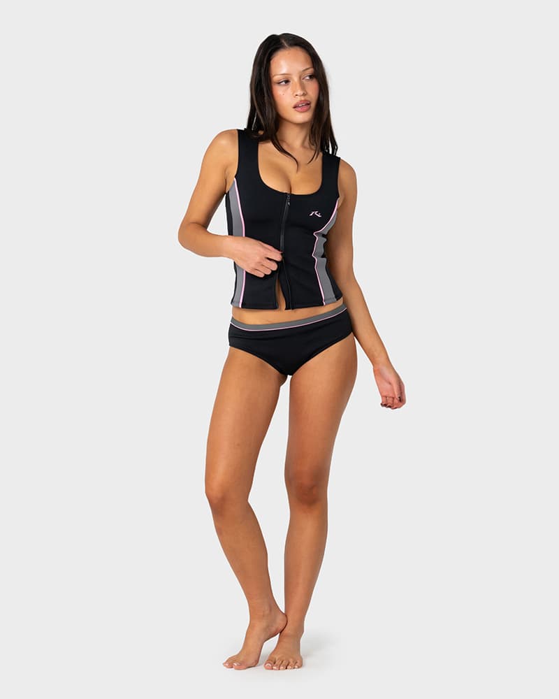 Farrah Scoop Zip Through Swim Top