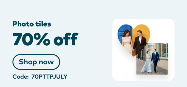 70% off photo tiles and sets. Code: 70PTTPJULY. Shop now.