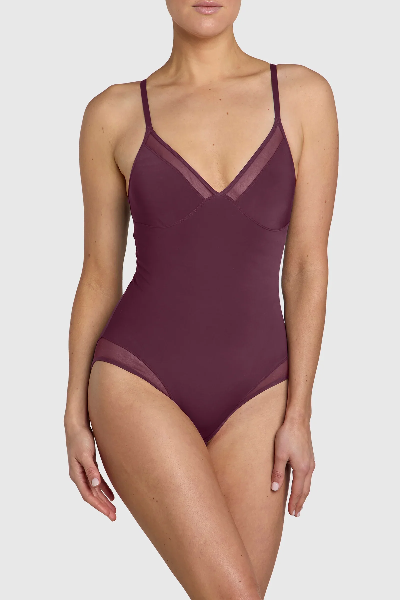 The Sheer Bodysuit Burgundy