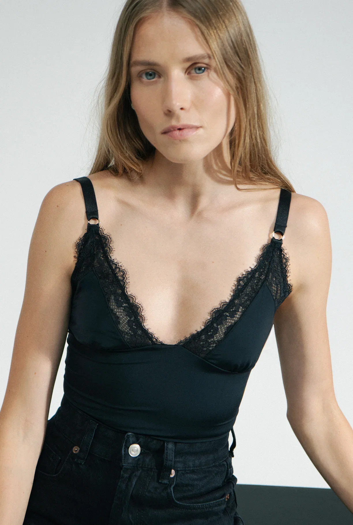 The Bridget Lace Bodysuit Black