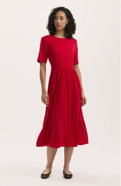 Kathryn Red Jersey Midi T-Shirt Dress