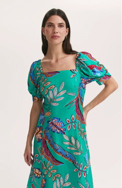 Daisy Green Leaves Midi Dress