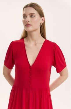Edith Red Jersey Midi Dress