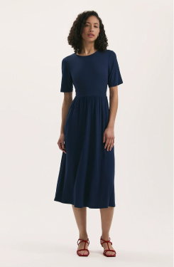 Kathryn Navy Jersey Midi T-Shirt Dress