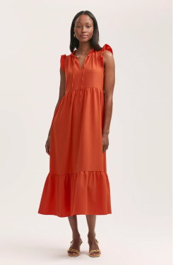 Scout Orange Crepe Midi Dress