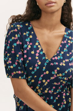 Hessa Navy Rose Bud Jersey Midi Dress