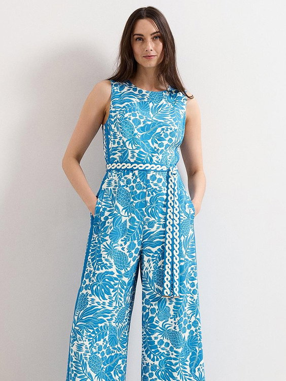 Cyra Blue Printed Jumpsuit