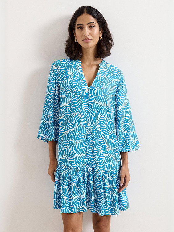 Phoebe Blue Print Swing Dress