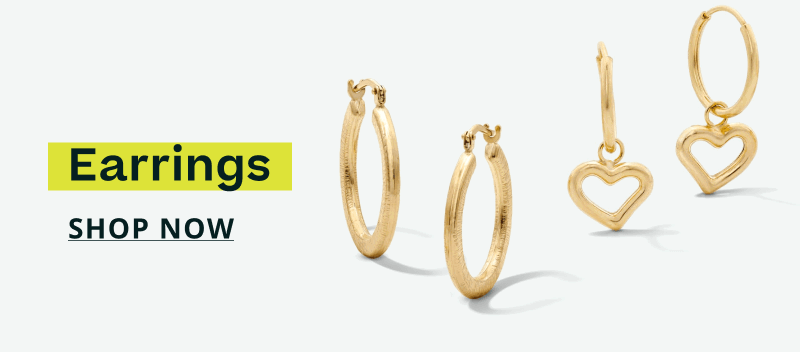 Dainty gold colored hoops, one with dangling heart.  Earrings. Click here to shop now