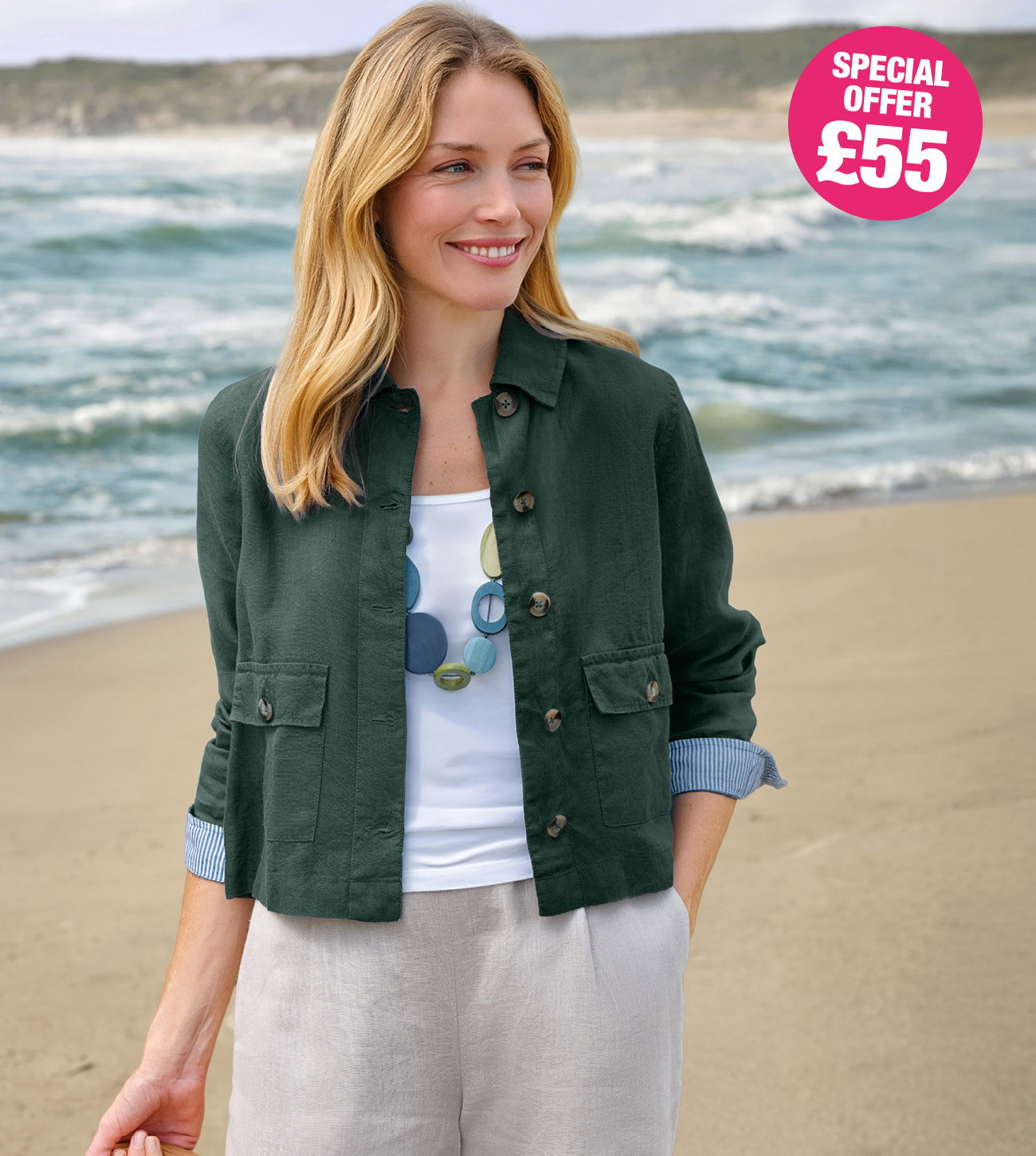 Collared Lightweight Linen Jacket