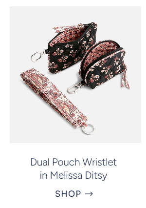 Dual Pouch Wristlet in Melissa Ditsy