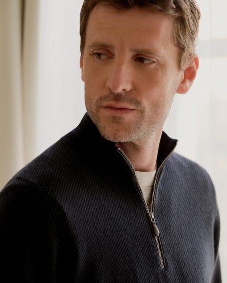 Men's Temple Jacquard Half Zip Cashmere Jumper