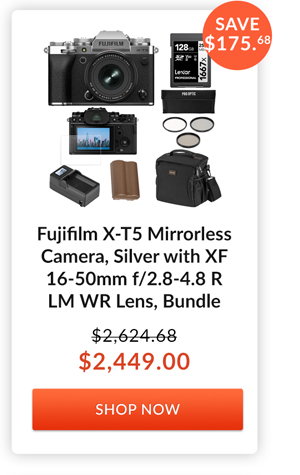 Fujifilm X-T5 Mirrorless Camera, Silver with XF 16-50mm f/2.8-4.8 R LM WR Lens, Bundle