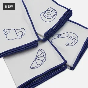 Humble & Mash Coastal Charm Embroidered Napkins, Set of 4