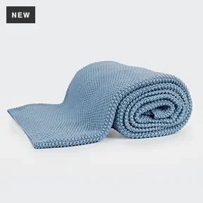 Thread Office Smoke Blue Knitted Cotton Throw, 180cm x 200cm