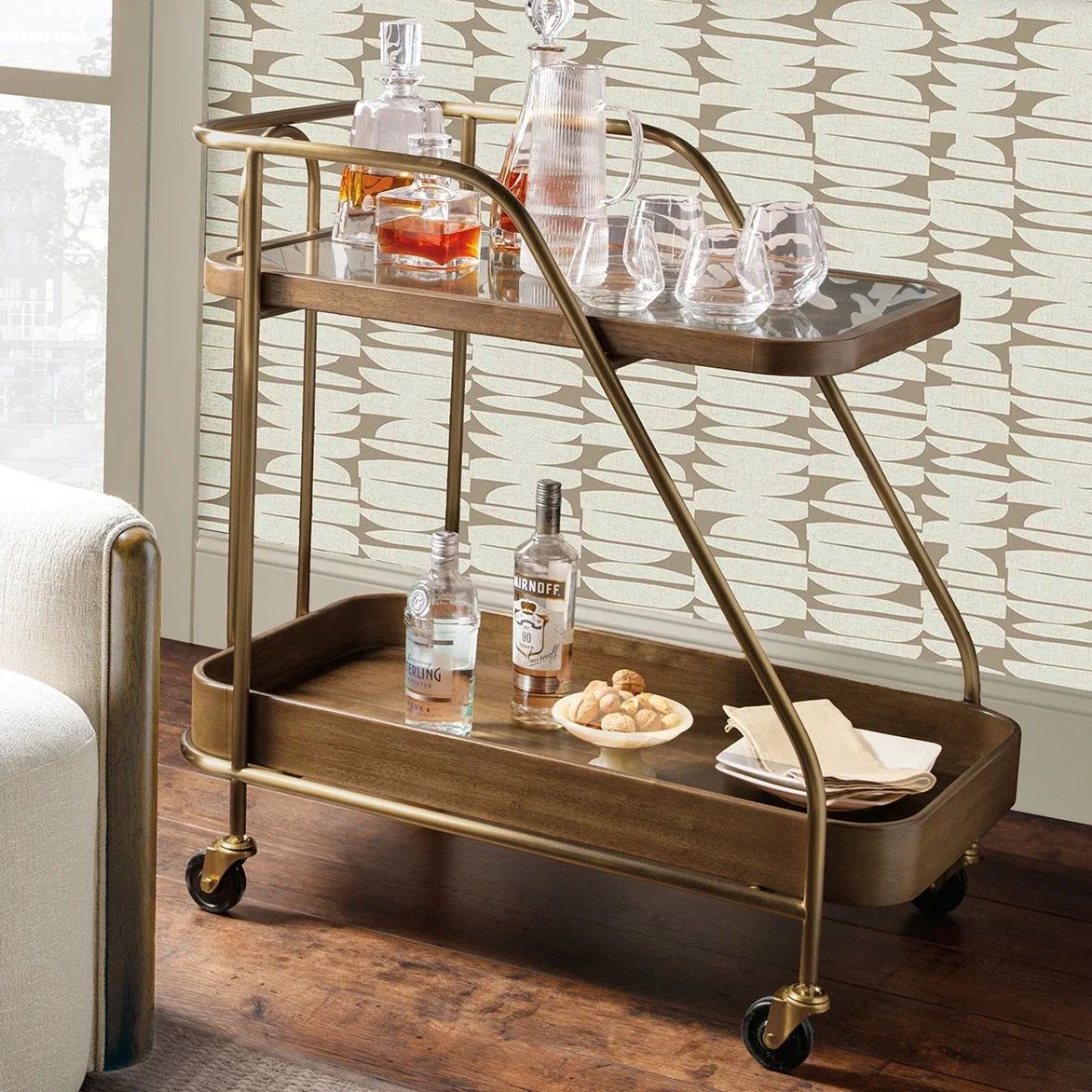 Image of Hooker Furniture Commerce and Market Walnut Wine and Bar Cart