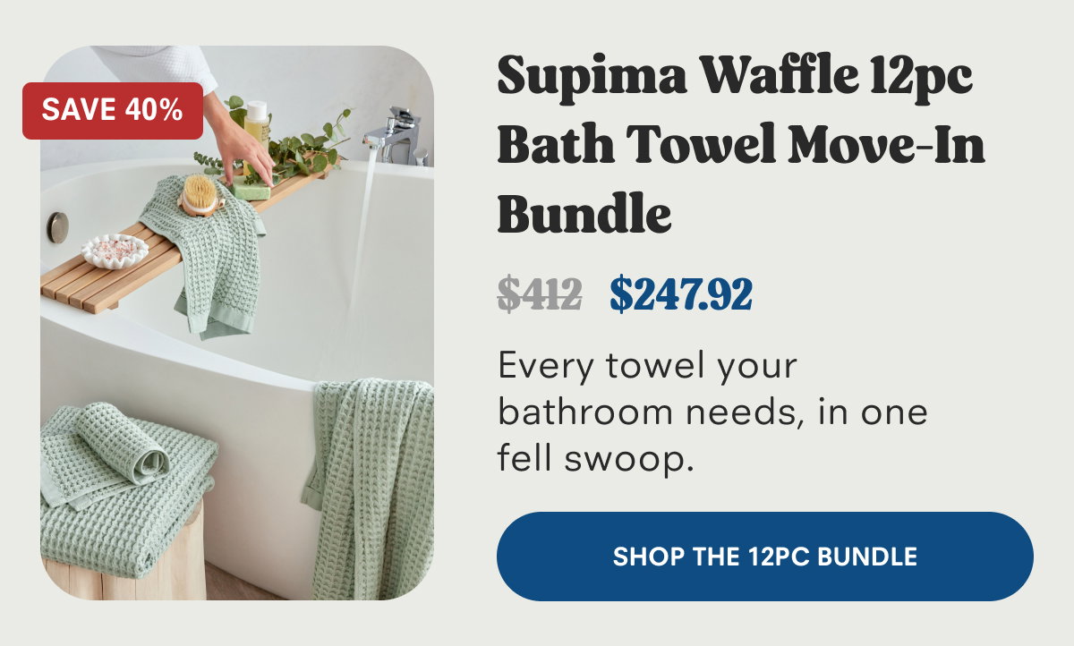 Supima Waffle 12pc Bath Towel Move-In Bundle