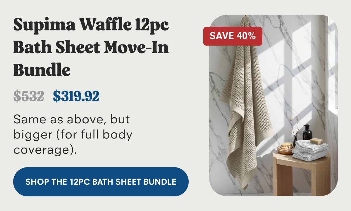 Supima Waffle 12pc Bath Sheet Move-In Bundle