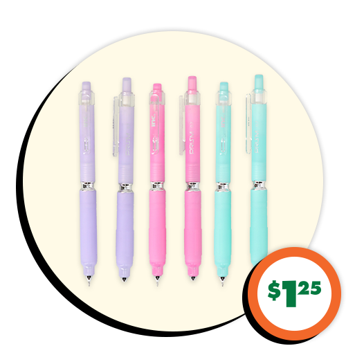 $1.25 Inc. Journaling Retractable Black Ink Gel Pens, 2-pc.