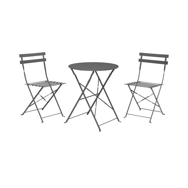 Bistroset | Gardalux | 3-delig (Inklapbaar, Metaal, Antraciet)
