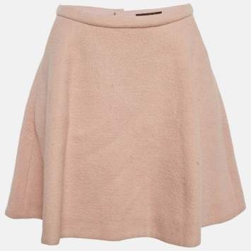 Pink Felt Flared Mini Skirt S