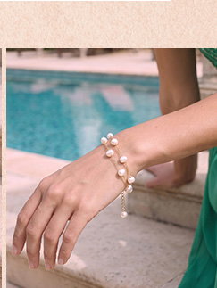 Freshwater Pearl Double Chain Wedding Bracelet Gift