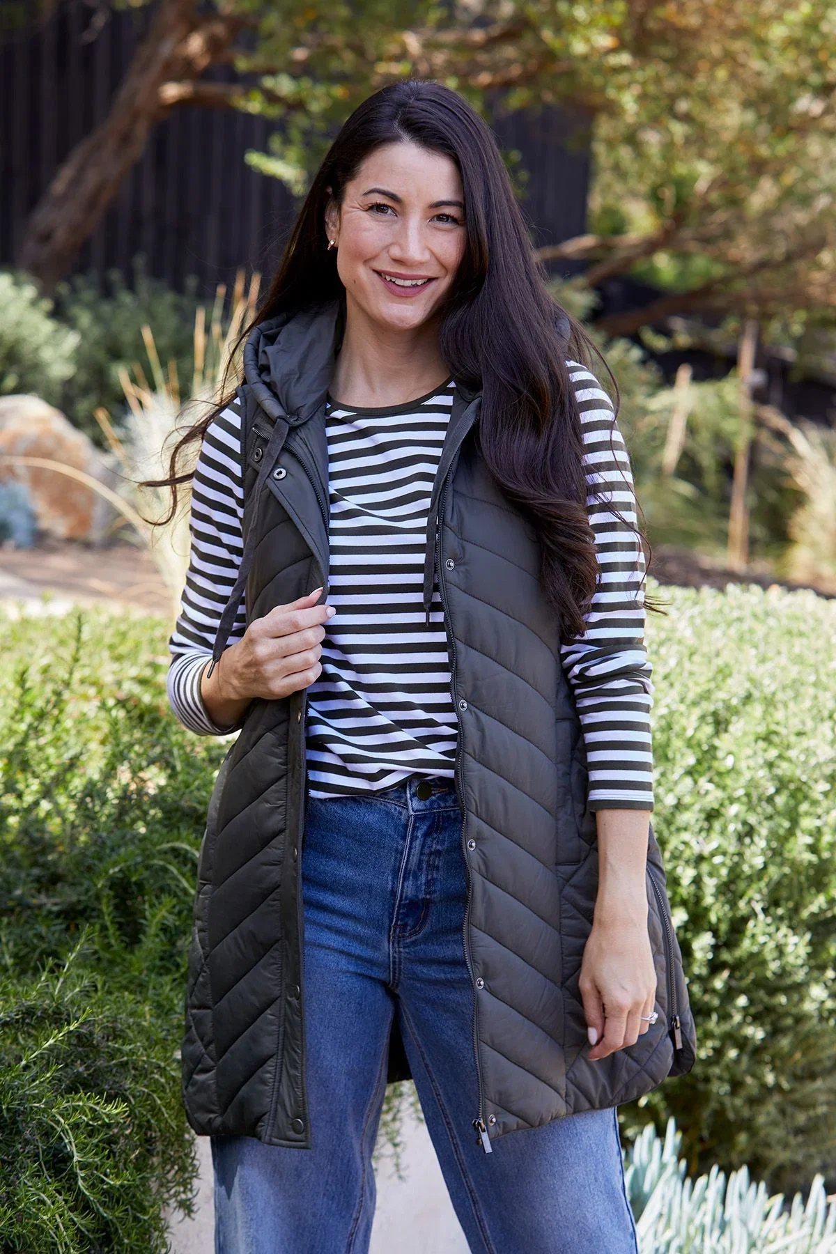 Image of Longline Vest in Khaki