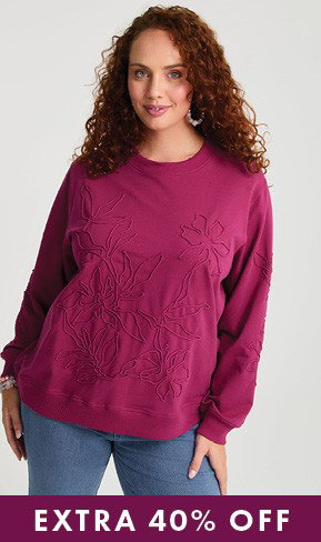 Cotton Cord Applique Sweatshirt in Granita