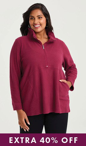 Polar Fleece 1/2 Zip Top in Shiraz