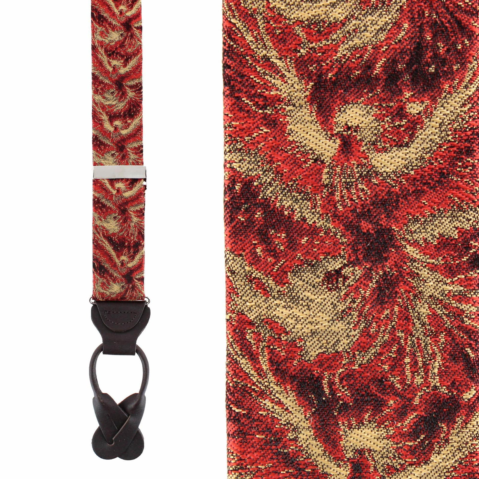 Image of Phoenix Soaring Silk Button End Braces