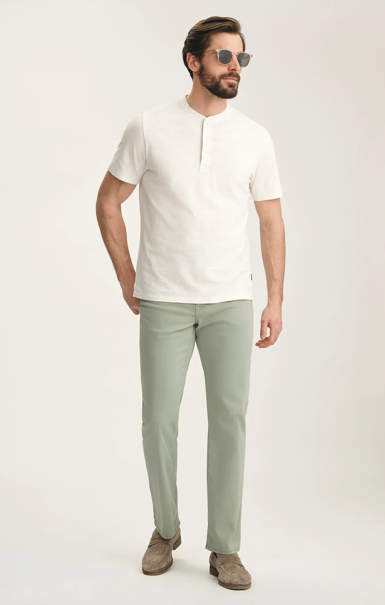 Image of Charisma Relaxed Straight Pants In Iceberg Green Twill