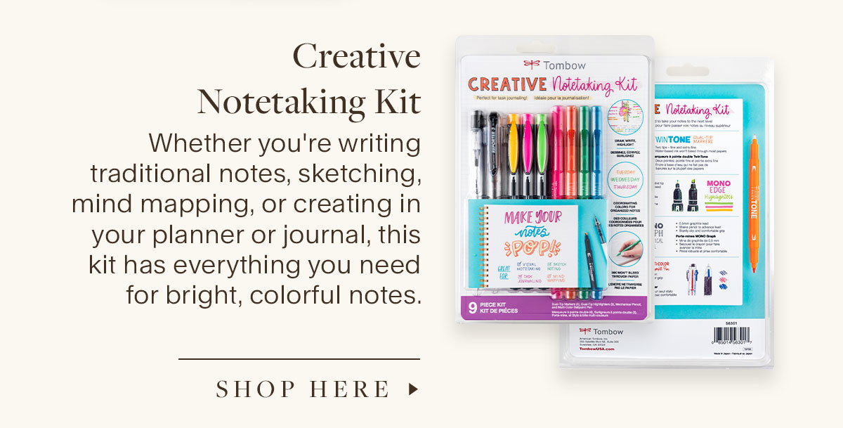 Creative Notetaking Kit. Whether you're writing traditional notes, sketching, mind mapping, or creating in your planner or journal, this kit has everything you need for bright, colorful notes. Shop Here.